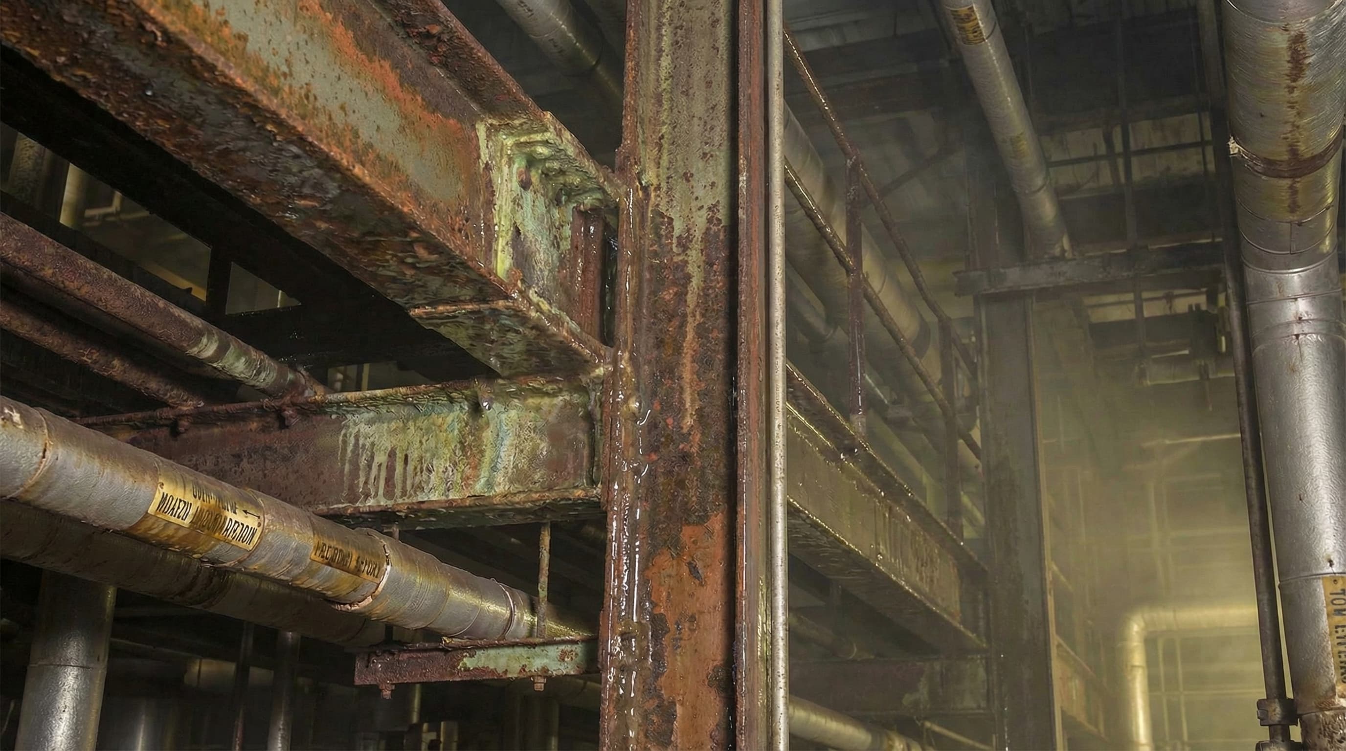 CORCHEM Corrosive Chemicals Clear Metal Surface Coating — after application